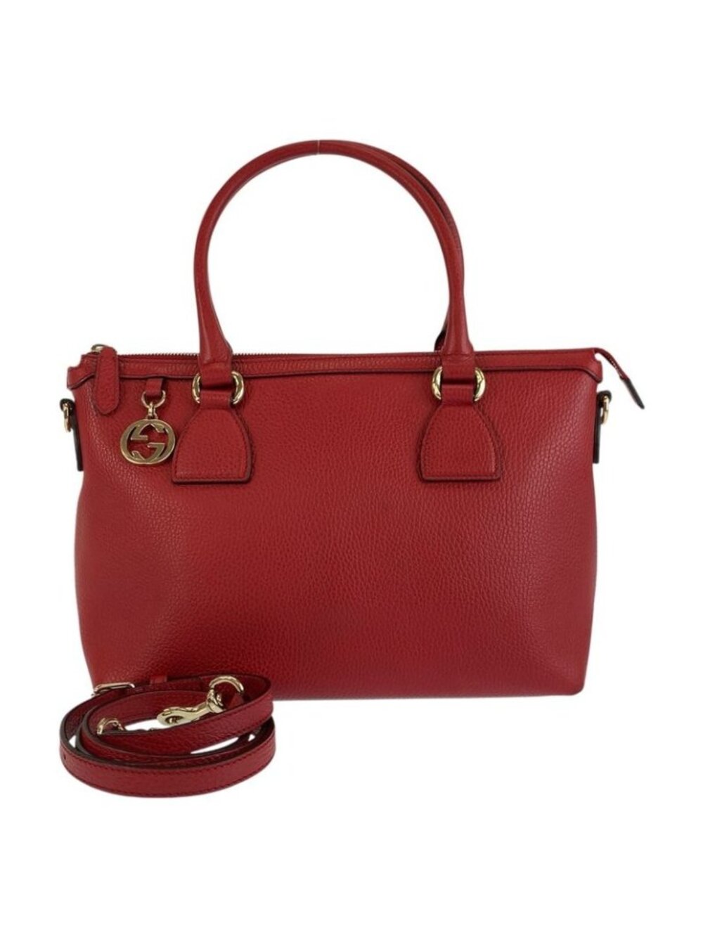 Gucci Interlocking Red Gold Leather Tote